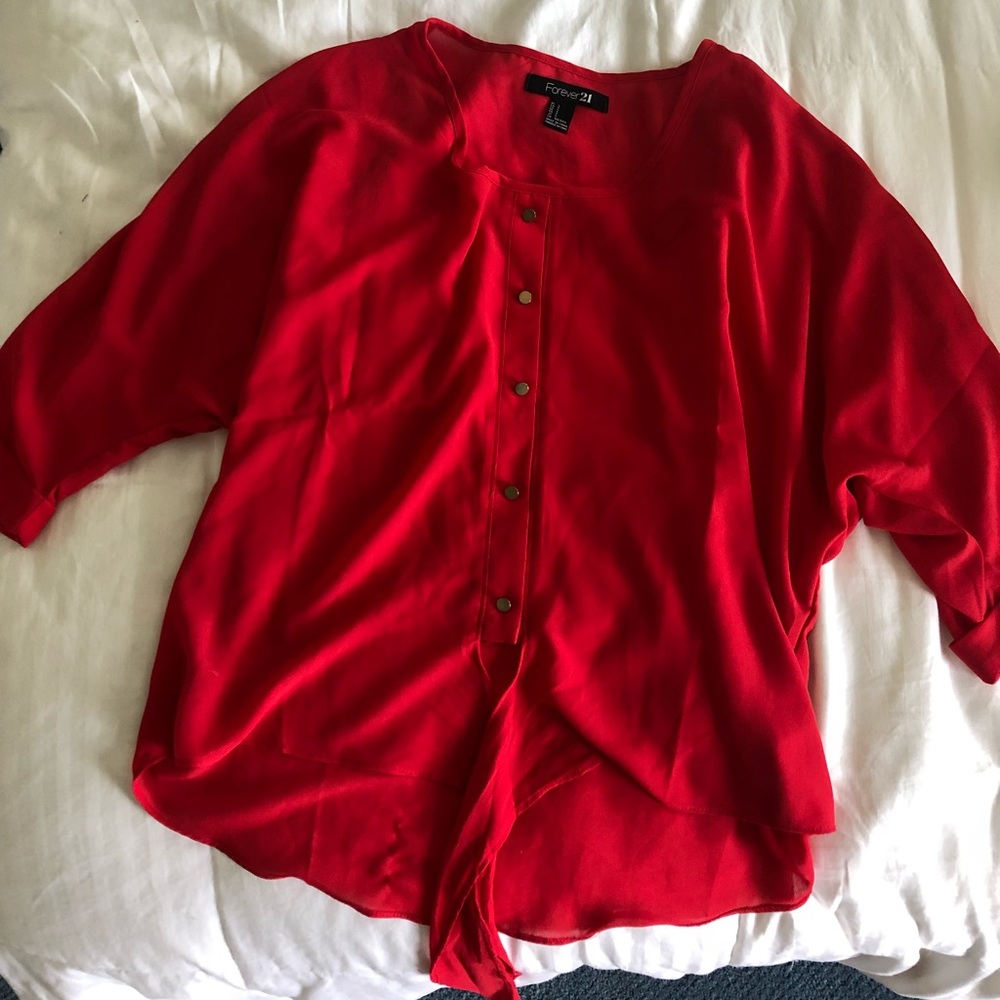 Quarter sleeve red blouse